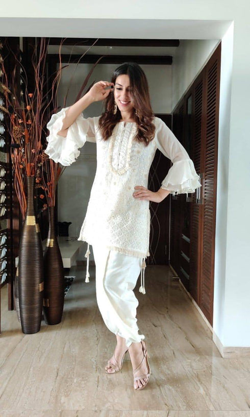White Lucknowi Set