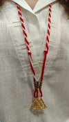 White Red Drape Pants with Neckpiece Coord Set - view 11