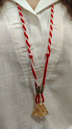 White Red Drape Pants with Neckpiece Coord Set - view 11