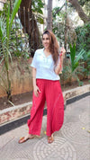 White Red Drape Pants with Neckpiece Coord Set - view 2