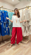 White Red Drape Pants with Neckpiece Coord Set - view 9