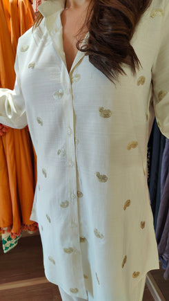 White Sequin Butti Coord Set - view 6
