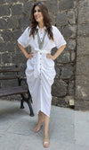 White Shirt Gown With Belt