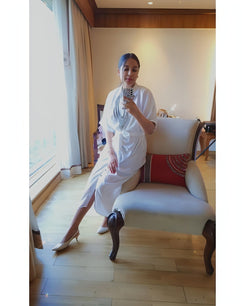 White Shirt Gown With Belt