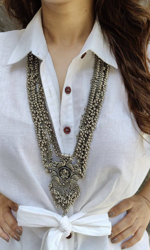 White Shirt Gown With Belt