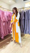 White Yellow Zipper Dress with Designer Jacket - view 4