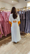 White Yellow Zipper Dress with Designer Jacket - view 6