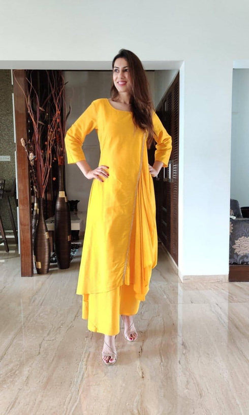 Yellow Drape Dress