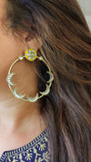Yellow Gold Crescent Hoop Earrings