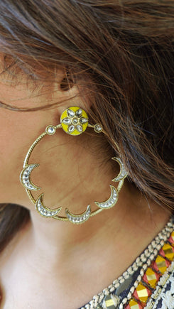 Yellow Gold Crescent Hoop Earrings - view 12