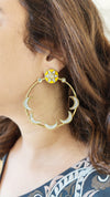 Yellow Gold Crescent Hoop Earrings - view 13