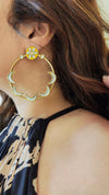 Yellow Gold Crescent Hoop Earrings - view 17