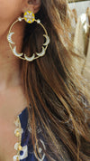 Yellow Gold Crescent Hoop Earrings - view 3