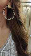 Yellow Gold Crescent Hoop Earrings - view 6