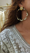 Yellow Gold Crescent Hoop Earrings - view 7