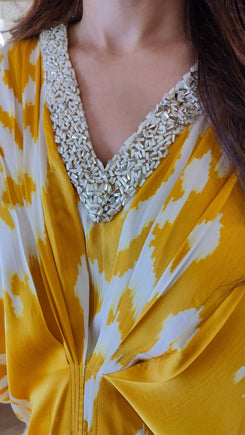 Yellow Ikat Kaftan Dress - view 5