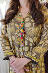 Yellow Tree Motif High Low Midi Dress - view 4