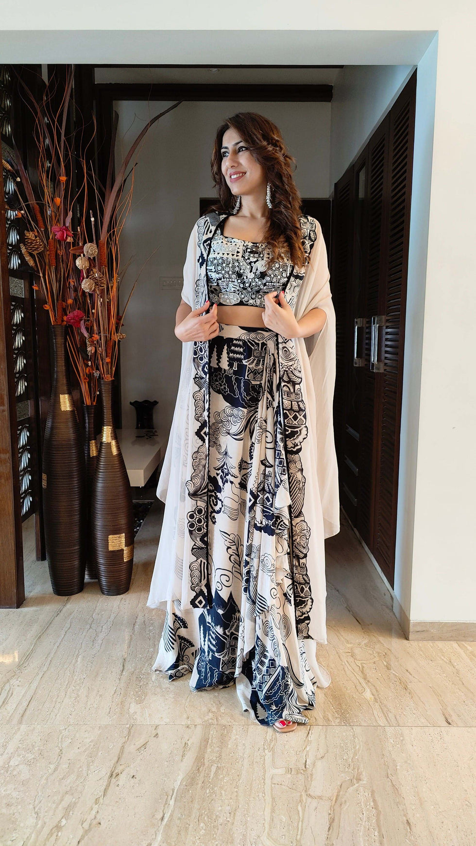 slim fit dress slacks Tempting Pink Embroidered Designer Indo Western Dress main image 1