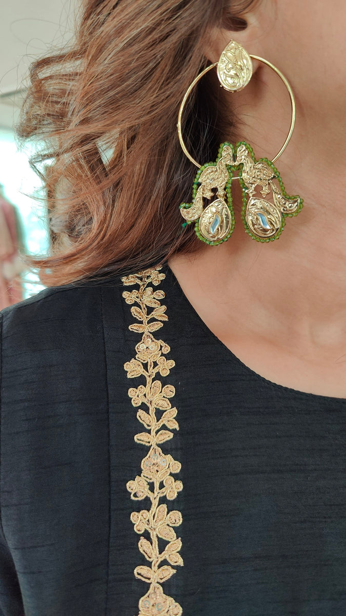 Black 3 piece Zari Embroidered Farshi set – Label DC