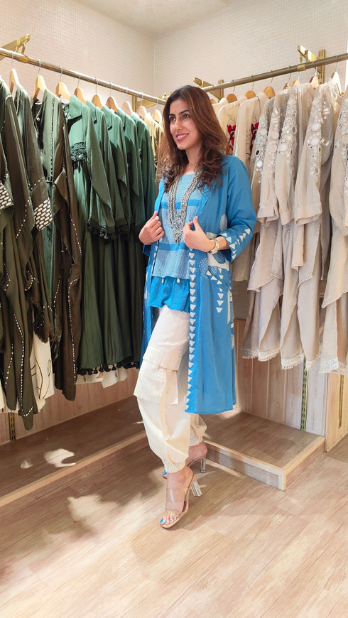 Three Piece Light Blue Cargo Coord Set