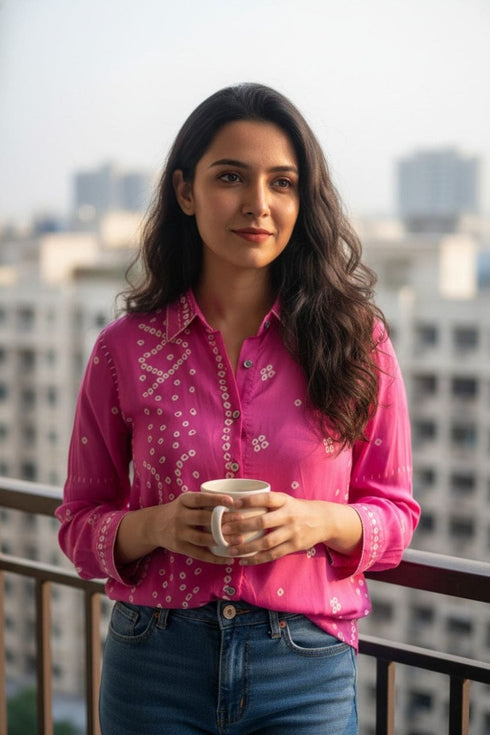 Pink Bandhini Shirt