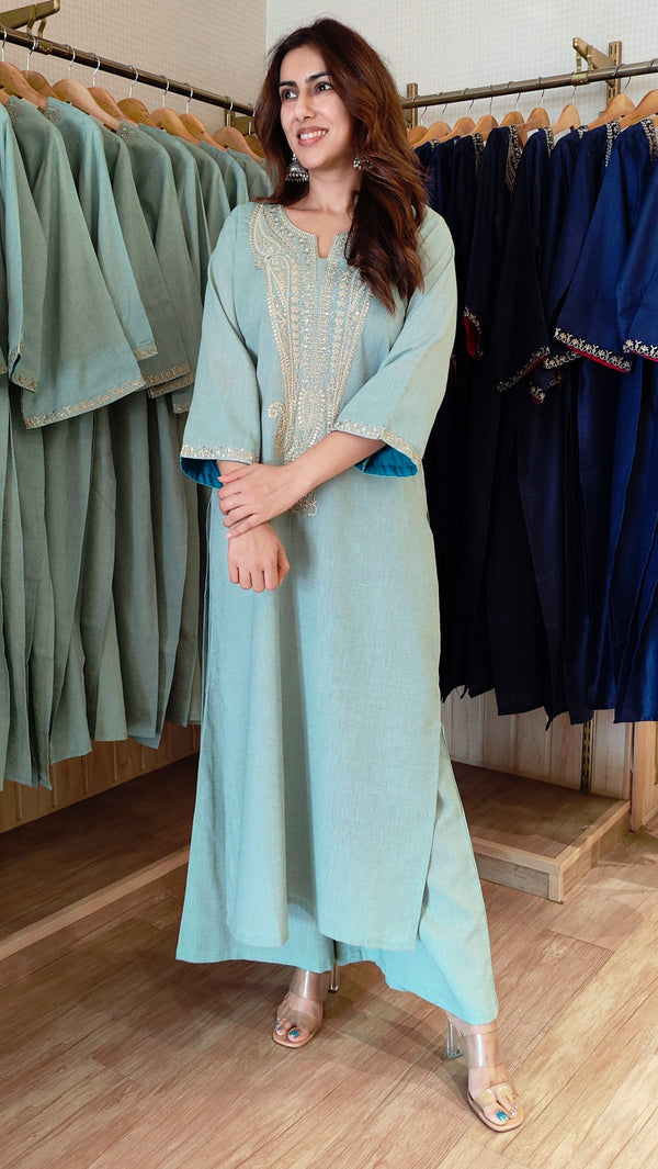 Mint Green Long Kurta Pant set