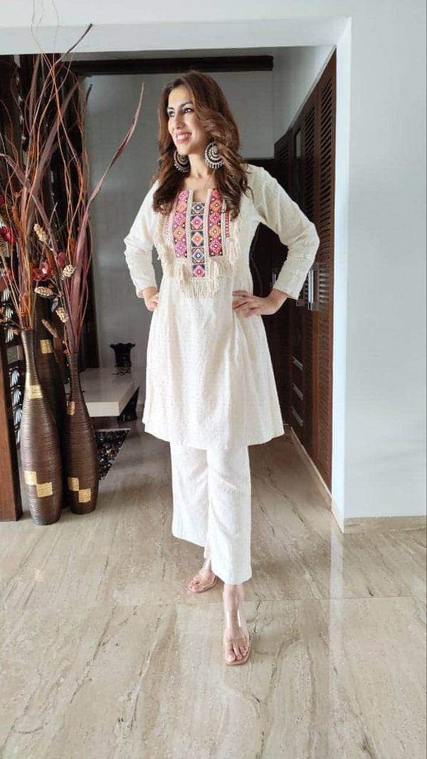 Boho Fringe Pink White Set