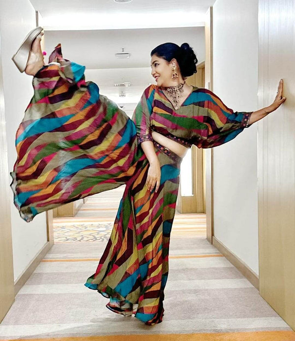 (@Debina Bonnerjee) Stripe Technicolour Coord Set