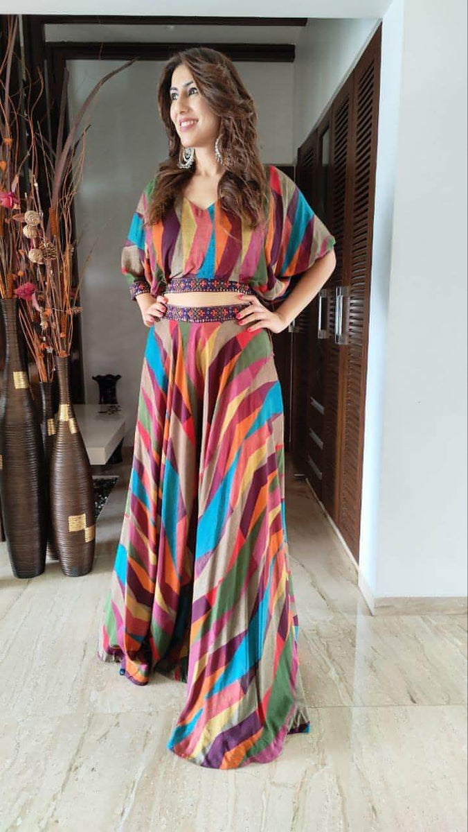 Debina Bonnerjee) Stripe Technicolour Coord Set – Label DC