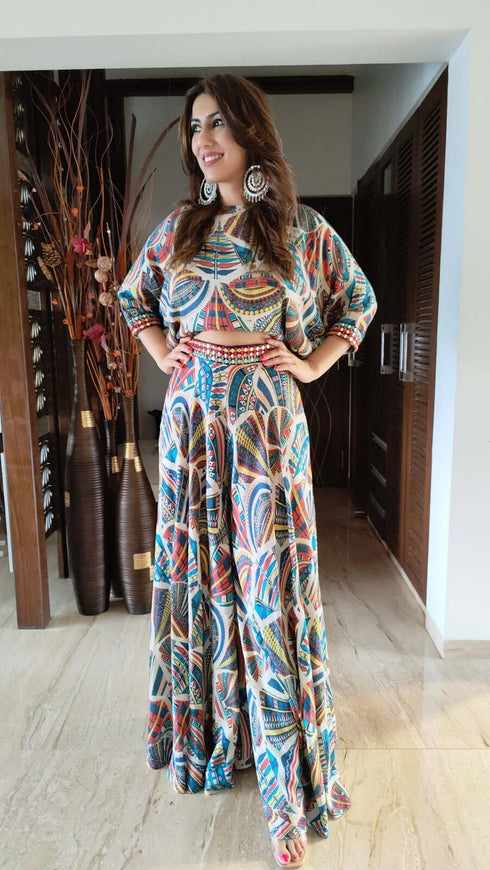 Fusion Co-ord Set With Applique Belt