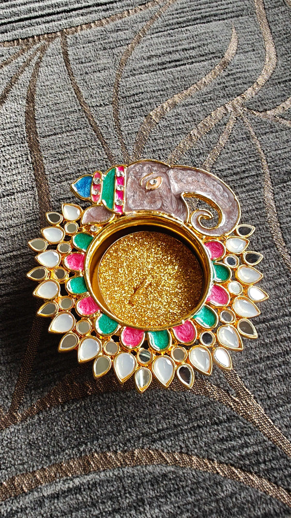 Grey Ganpati Diya (1 Piece) - Accessory