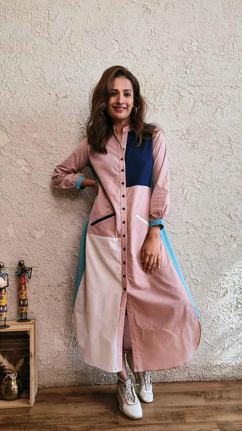 Patchwork Pastel Shirt Gown