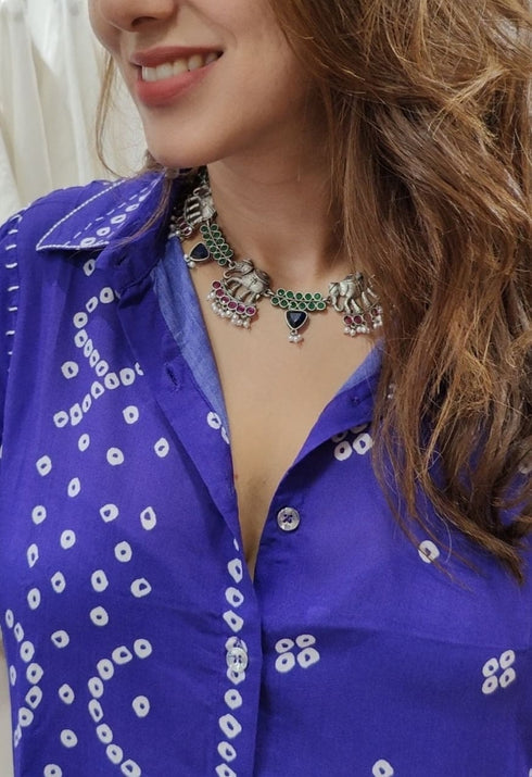 Elephant Temple Necklace with Pearl Drops