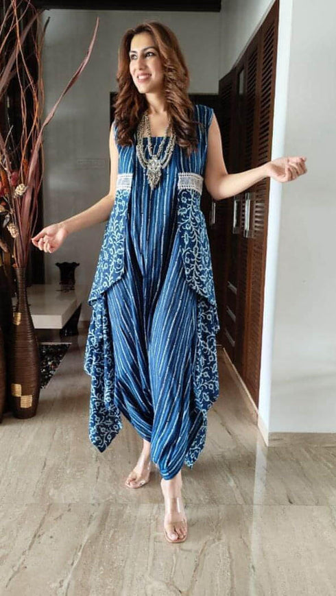 Indigo Blue Jumpsuit with Jacket