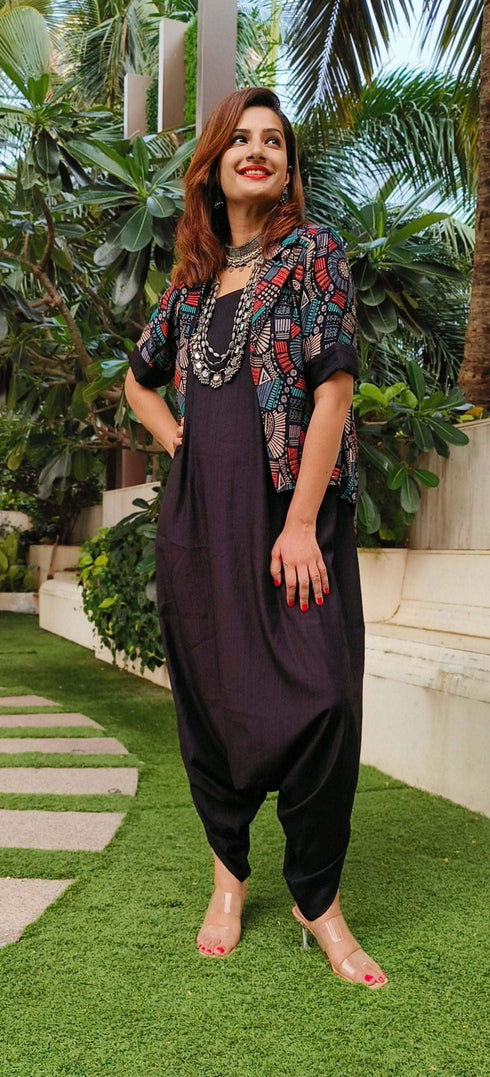 Jet Black Jumpsuit with Jacket