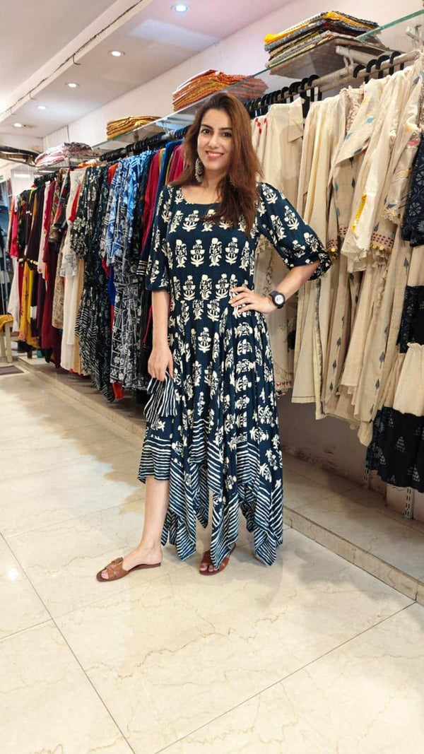 Navy Blue Dress with Belt