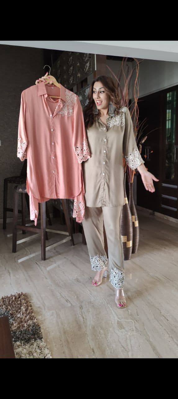Pastel Pink Cutwork Co ord Set