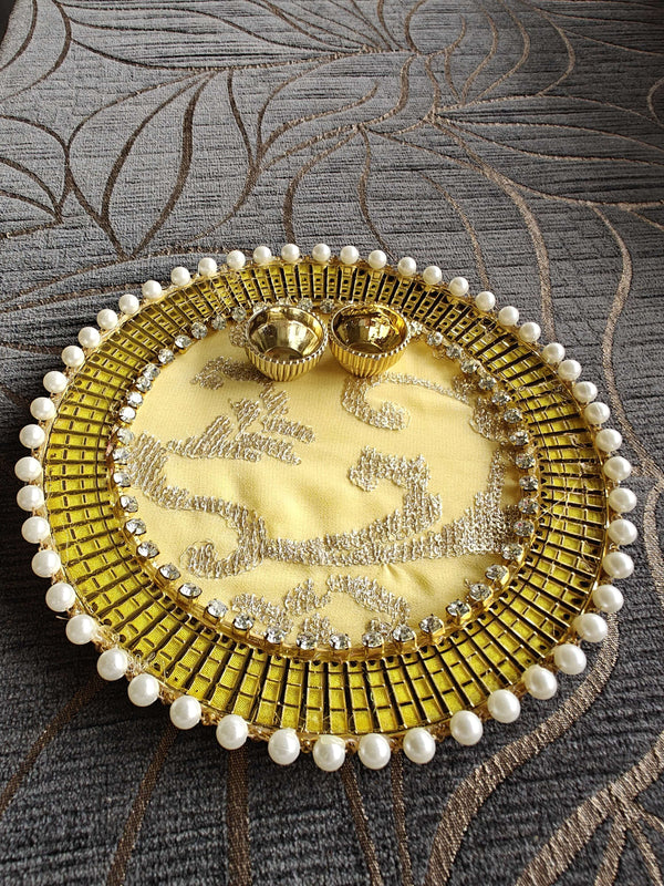 Pastel Yellow Pooja Thali - Accessory