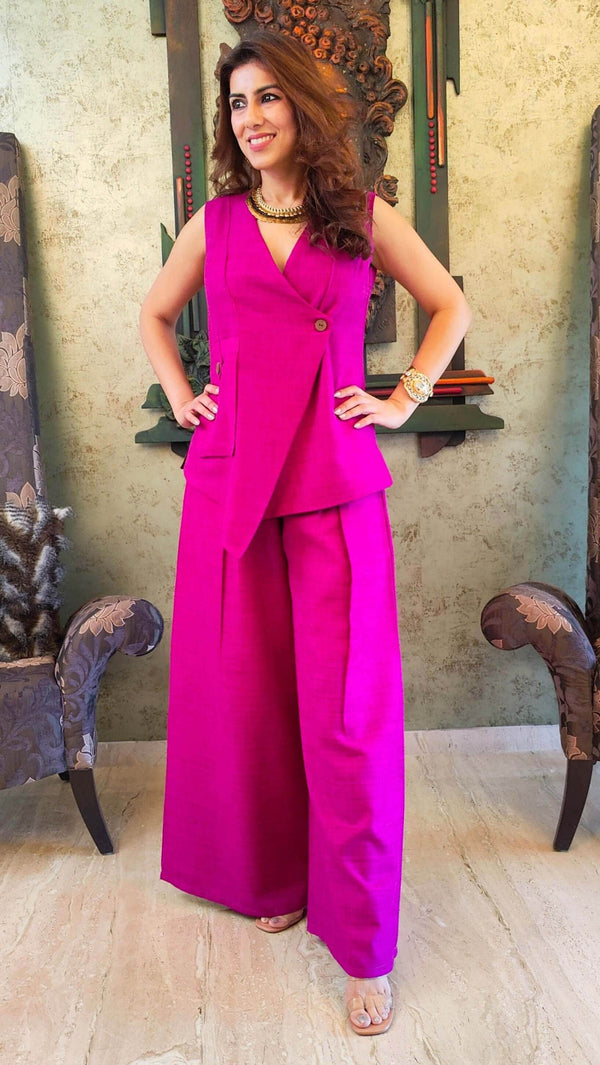 Purple Pink Waistcoat Set