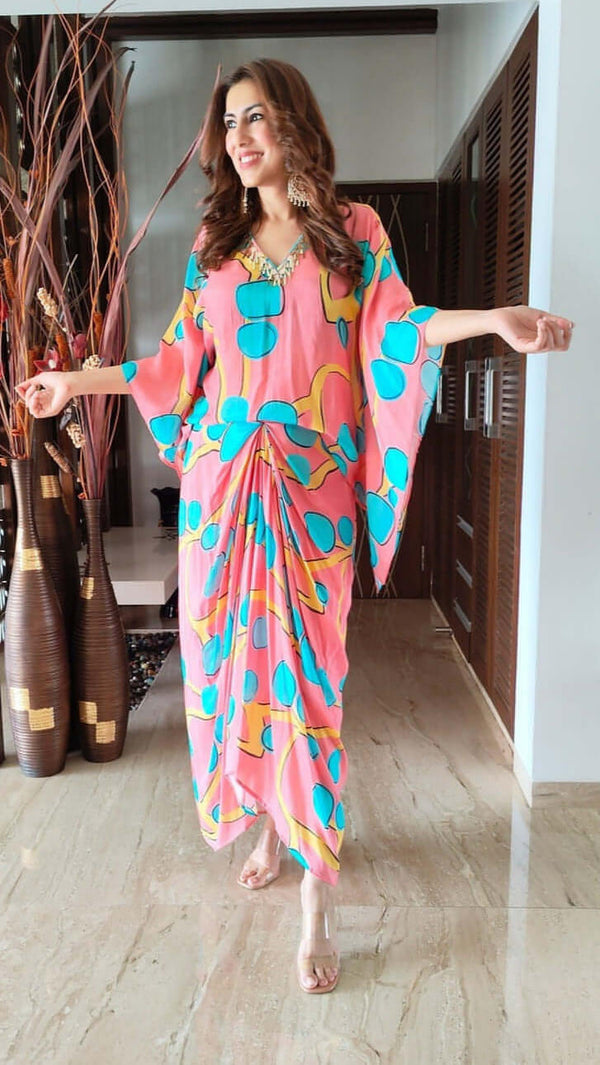 Summer Pink Drape Skirt Set