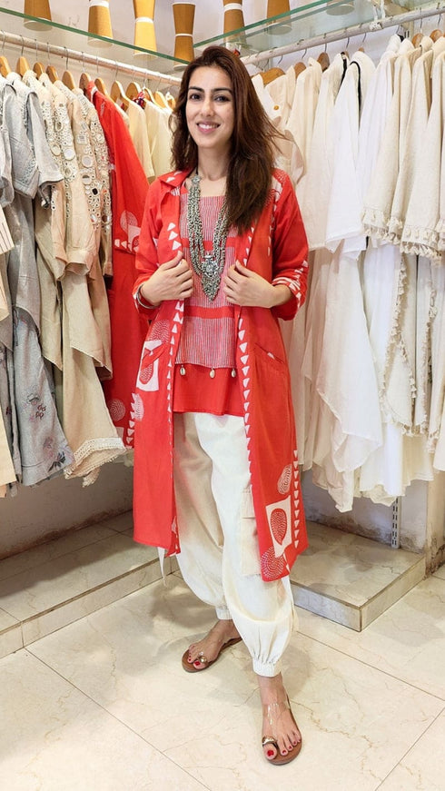 Three Piece Red Cargo Coord Set