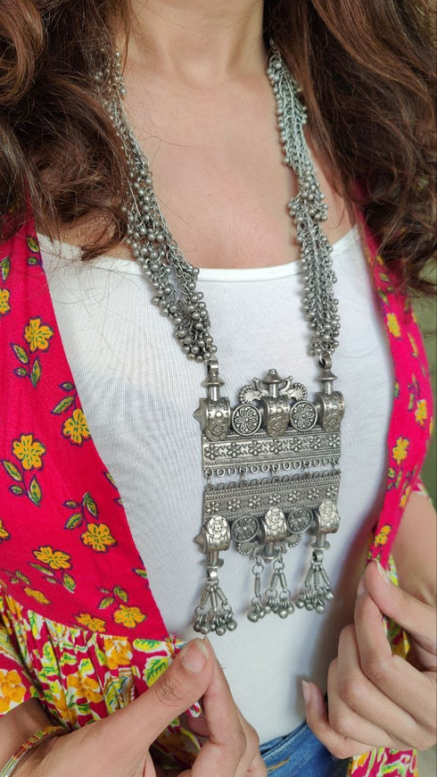 Tribal Long Oxidised Necklace for Women