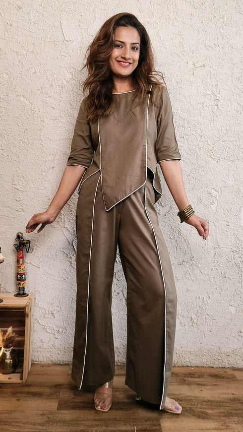 Khaki Edge Co-ord Set