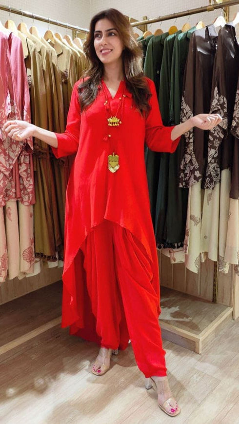 Red Coord Set with Necklaces