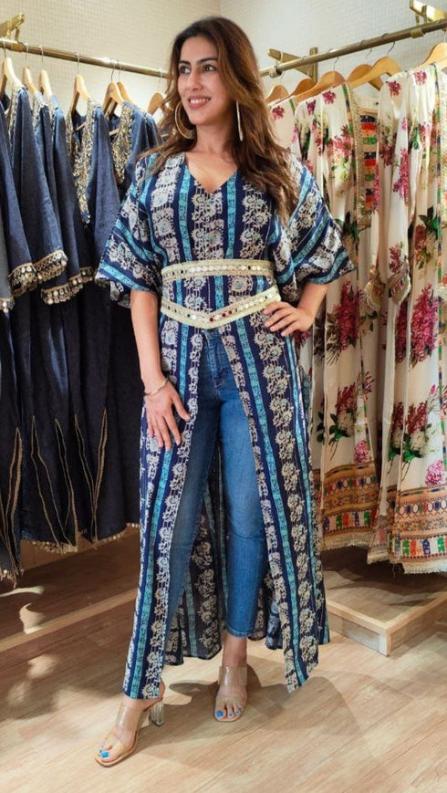 Blue Kaftan With Belt