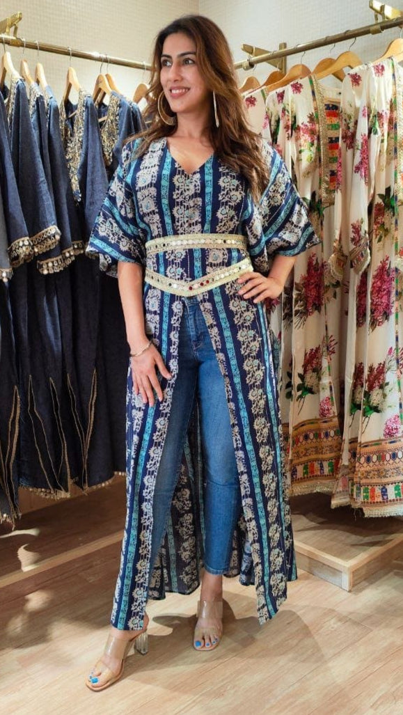 Blue Kaftan With Belt