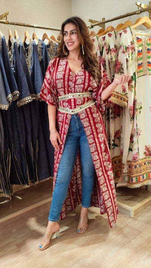 Red Kaftan With Belt