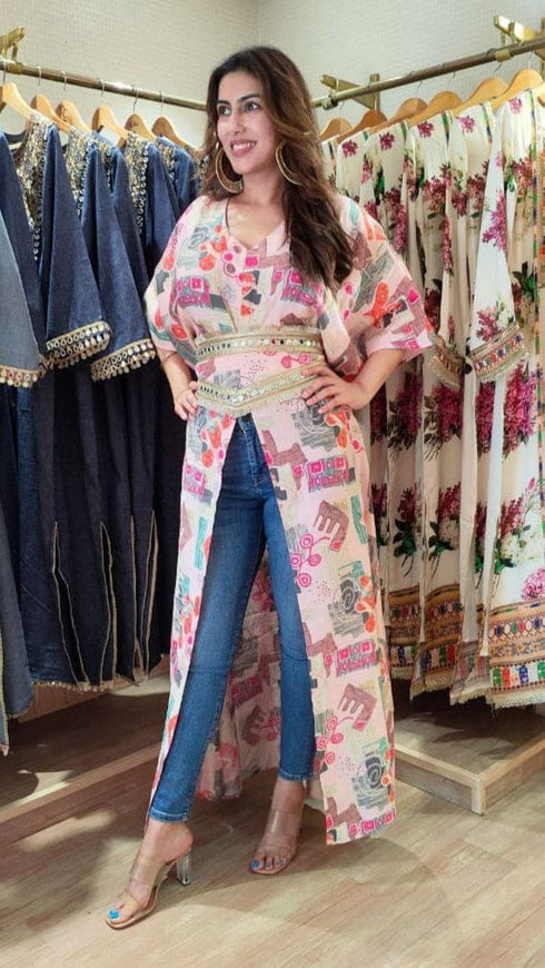 Pink Kaftan With Belt