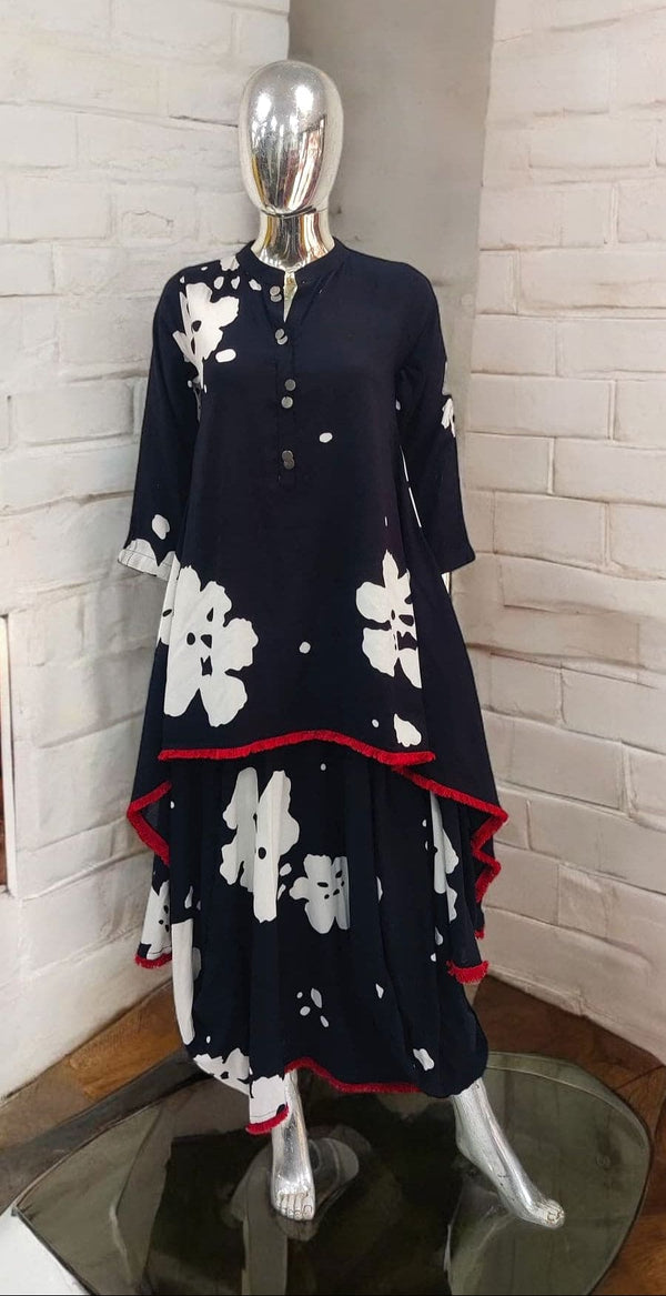 Black Dhoti Skirt Dress