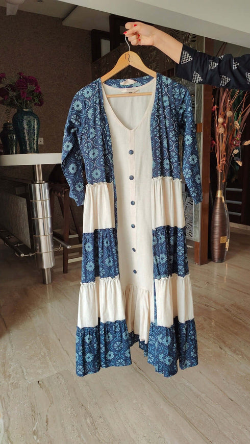 White Blue Dress with Shrug